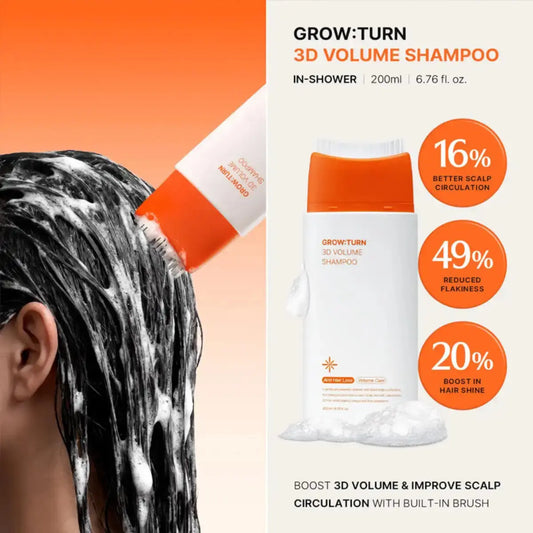 Volumizing Hair Growth Shampoo 200ml bottle, Korean 3D volumizing formula for fuller hair