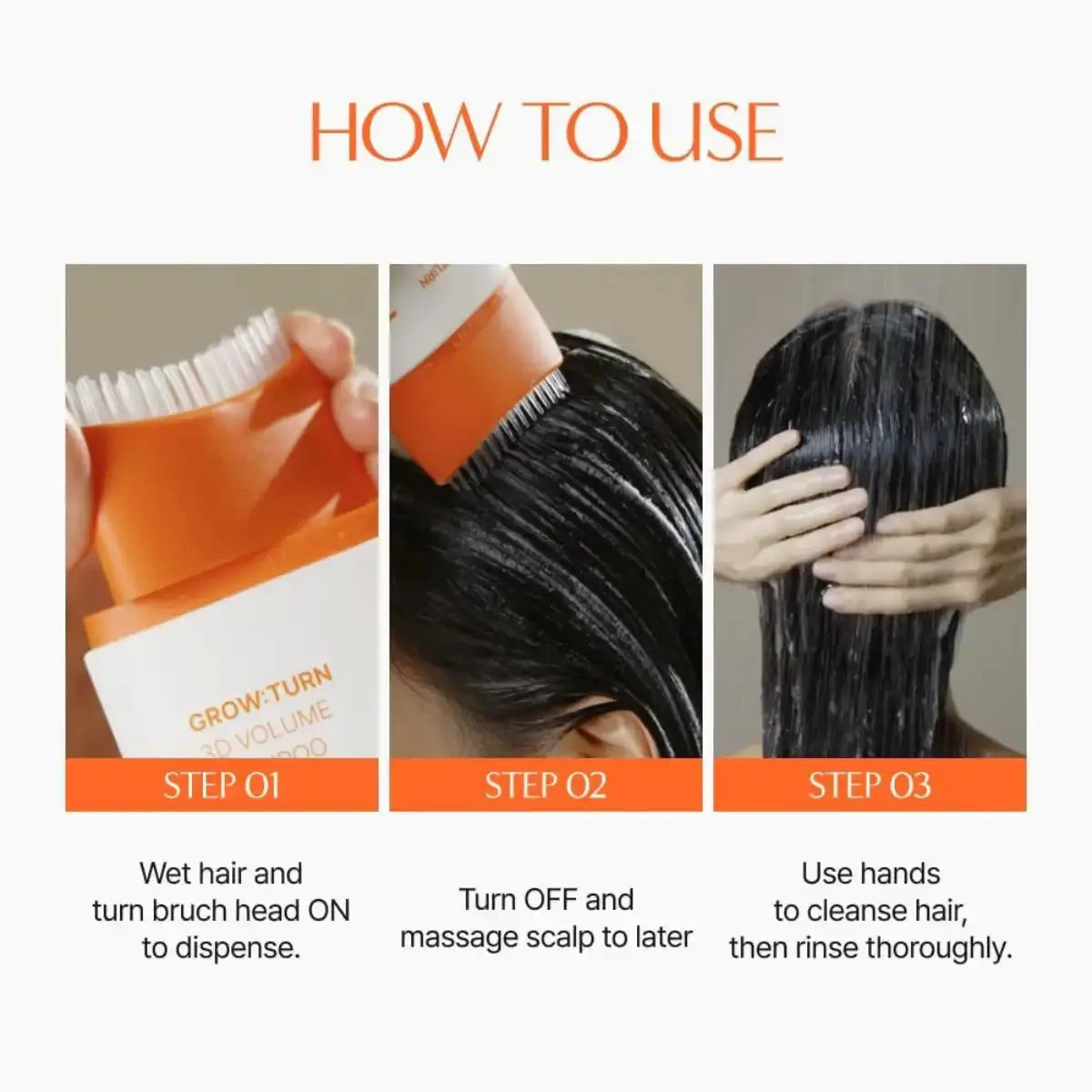 3D Volumizing Hair Growth Shampoo texture close-up, nourishing scalp care formula